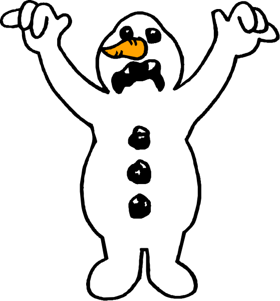 The image features a cartoon snowman with googly eyes standing on top of what appears to be an ice cream cone base in front of it is a black background; there's no text present