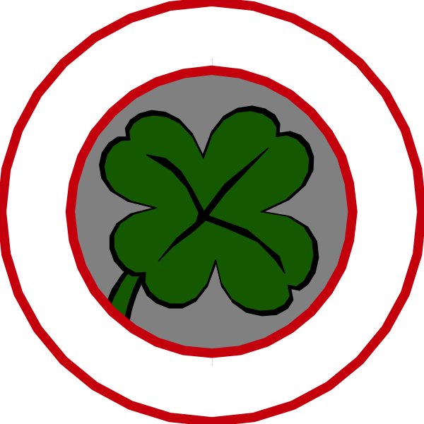 The image shows two circular badges with a shamrock design inside each circle on top of them; there is no text present in this clip-art illustration.