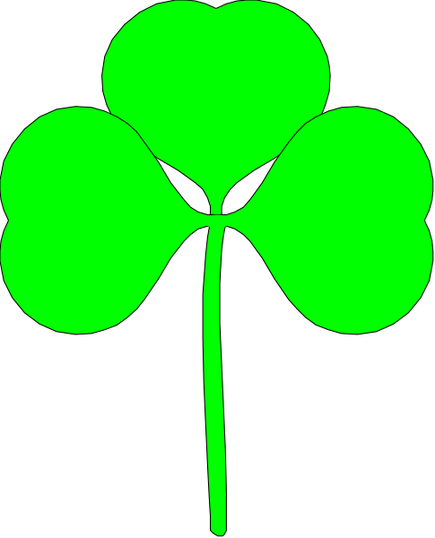 The image shows a green four leaf clover on top of another smaller shamrock with black outlines against a white background.