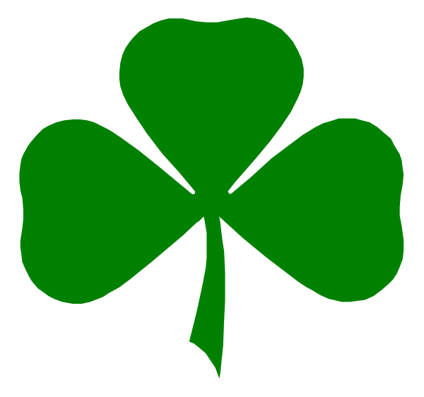 The image shows a four leaf clover with green leaves against a black background.