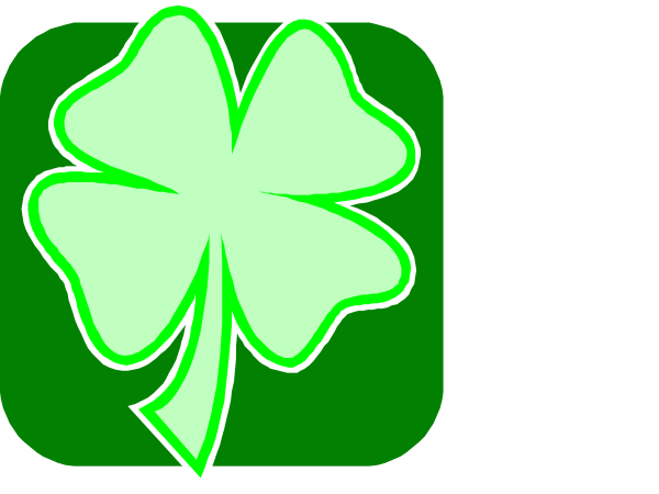 The image shows two green shamrocks with a white outline on an otherwise dark background.