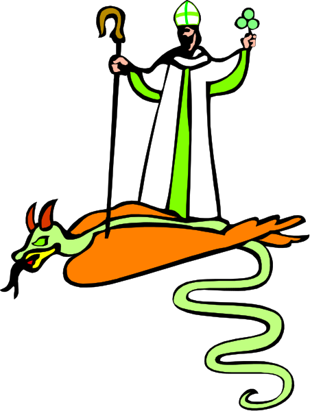 The image shows a cartoon depiction of an animated character riding on top of another character that appears to be made up like a dragon with flames coming out from its mouth; above them is a figure in religious attire, possibly representing God or Jesus Christ, holding what looks like a staff and looking down at the scene.