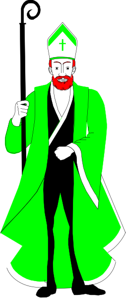 The image shows a black and white photo of an individual dressed as Pope Francis with his arms crossed over himself while standing against a dark background.