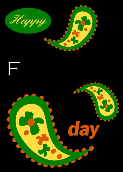 The image shows a colorful graphic with two green shapes that resemble tortillas decorated to look like tacos on either side of an orange banner inscribed "Happy Day" at the top center, and below it is another smaller text reading "Dia de los Muertos," which translates as "Day of the Dead." The background appears dark with a gradient effect.