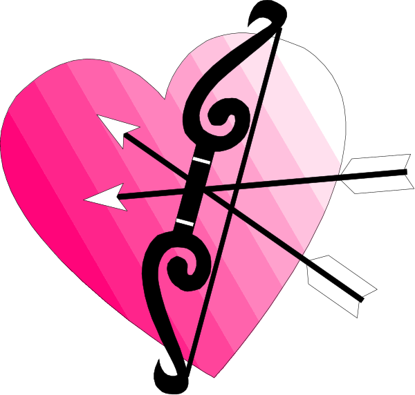 The image shows a pink heart with an arrow through it on top of which is another smaller heart that has been pierced by two arrows forming an "x".