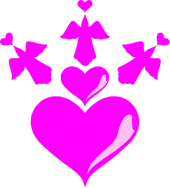 The image shows a pink heart with three butterflies on it against a black background.