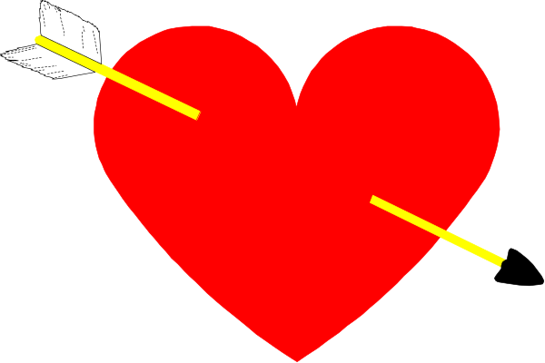 The heart symbolizes love with an arrow through it, suggesting a target for affectionate feelings.