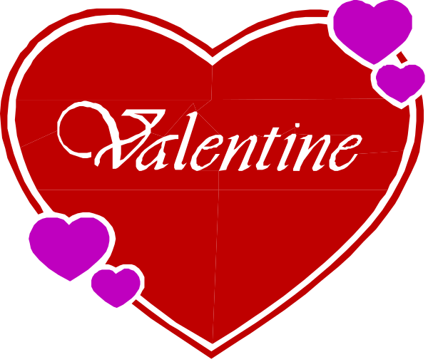 The image features a red heart with two smaller hearts inside it on either side of text that reads "Valentine."