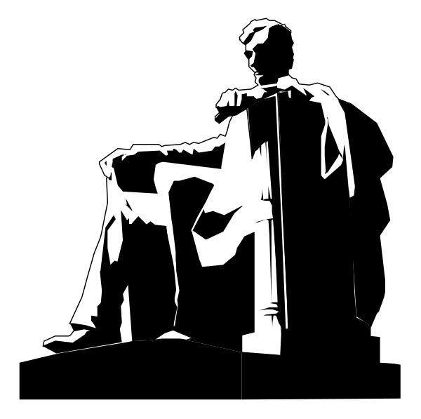 The black and white silhouette of a person sitting on an object that resembles a throne with their arms crossed in front of them against a dark background.