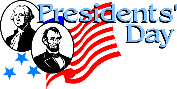 The image features a graphic design with text that reads "President's Day" at the top left corner of an American flag background. Below this is another line of smaller text stating "WASHINGTON, LINCOLN & FDR." To the right side of the flag are two portraits: one on each end depicting George Washington and Franklin D Roosevelt respectively; both figures appear to be male with distinct facial features typical for their historical representations. The overall style is reminiscent of a digital banner or poster, likely intended as an advertisement or announcement related to