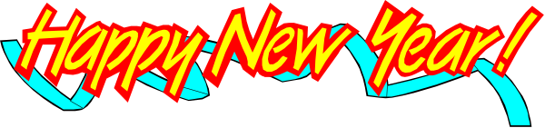 The image shows a greeting card with "Happy New Year" written on it along with an animated text that says "New year!".