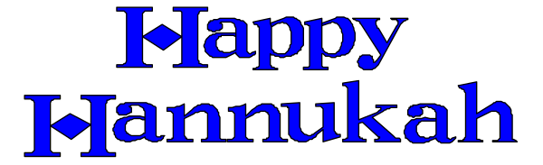 The image shows a greeting card with text that says "Happy Hanukkah" at top right corner of an otherwise blank gray background.