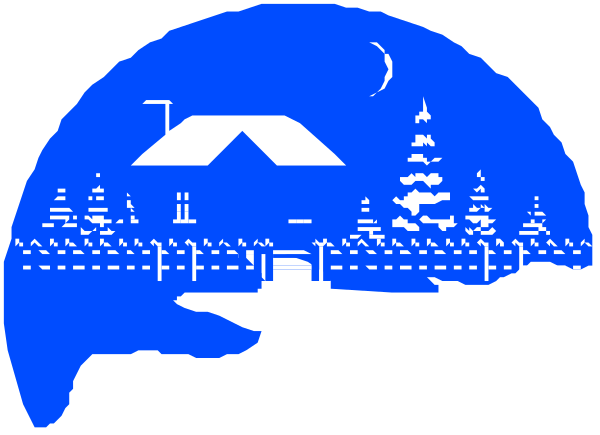 The image shows a pixelated representation of an elephant with its trunk raised above what appears to be a cityscape at nighttime under a blue sky.