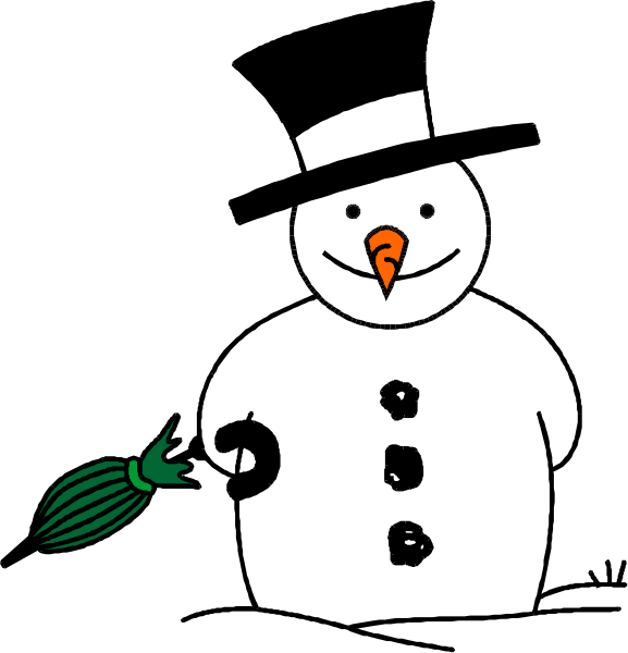 The image shows a cartoon of an anthropomorphic snowman holding what appears to be a carrot with its right hand while standing on top of another object that looks like it could possibly be broccoli, all set against a black background.