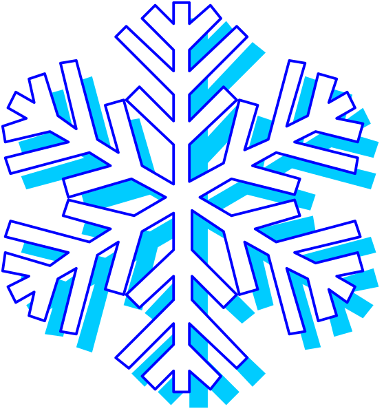 The image shows two different snowflake designs: on top left, a blue 3D starburst-like pattern with six distinct points; below right, an intricate white design of multiple interconnected lines forming a symmetrical geometric shape resembling a stylized flower or sunburst. Both images have the same color scheme and are set against black backgrounds for contrast. There is no text present in this image.