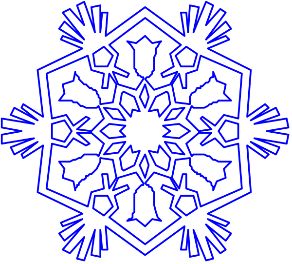 The image shows a blue snowflake design with intricate patterns against a dark background.