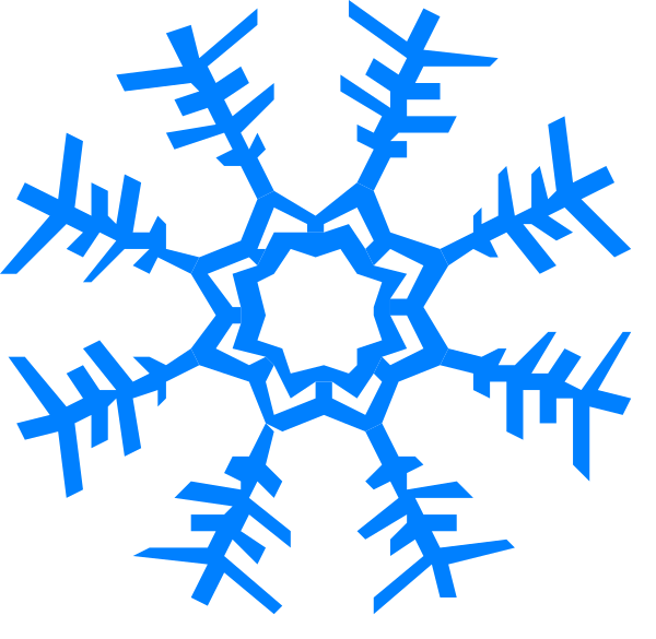 The image shows a digital snowflake pattern with blue coloring against a black background.