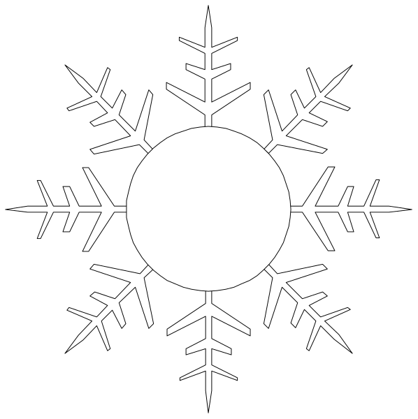 The image shows a black and white snowflake design with two different patterns of branches around it on either side against contrasting backgrounds: one is darker than the other.