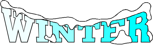 The image shows a black and white graphic with text that reads "WINTER" at the top right corner of an irregularly shaped object resembling ice cream in shades of blue and green on its surface, set against a dark background.