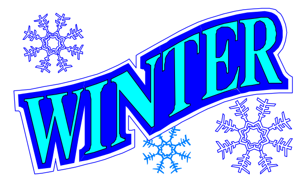 The image shows a graphic with text that reads "WINTER" at top of an oval shape filled with snowflakes in blue coloring against white background; below it is another word "SNOWFALL," and beneath both words, there's more detailed imagery depicting falling snow.