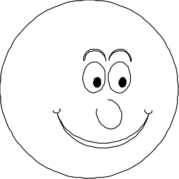 The black and white cartoon shows two smiley faces with eyes drawn on them; each has a mouth that is smiling but appears to be missing teeth.