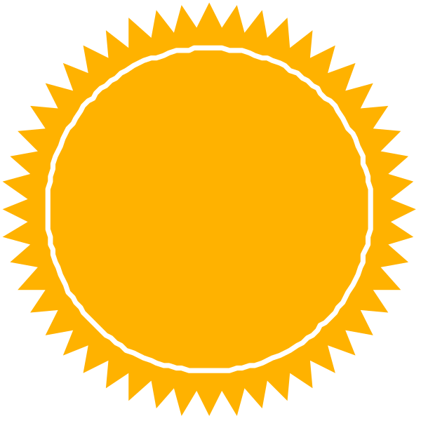 The image shows a simple graphic of two suns with rays emanating from them against a black background; each has an inner circle representing their center where light is concentrated.