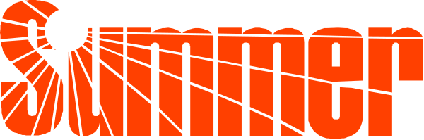 The text "summer's" with a bicycle wheel graphic above it is shown on an off-white background in this small clip-art image.