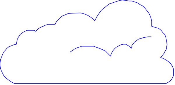 The image shows a simple cartoon of two white clouds against a dark background with no other elements present.