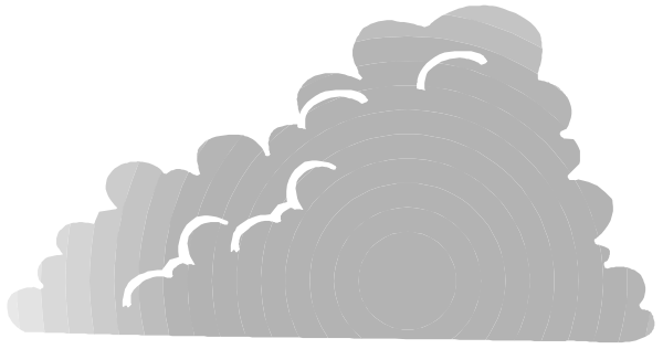 The black and white illustration shows a cloudy sky with dark clouds looming over what appears to be an outdoor scene below it.