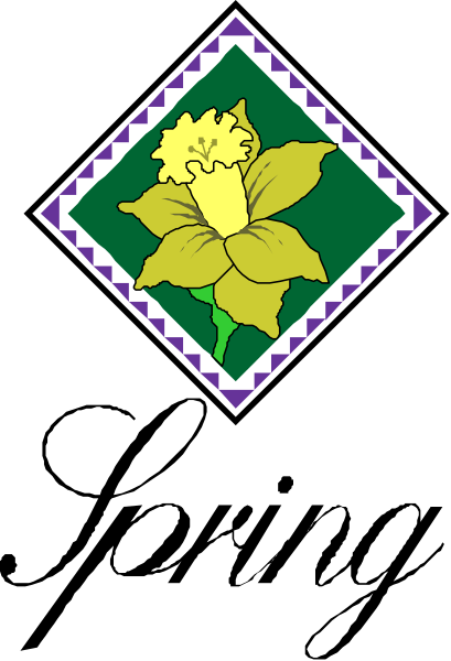 The image shows a stylized emblem with an intricate design featuring what appears to be a flower within a diamond shape on top of two vertical rectangles; there is no text present in this clip-art representation, and it does not depict any people or animals.
