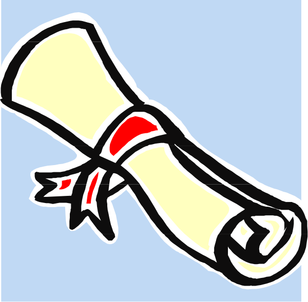 The image shows a roll of paper with red ribbon on top against blue background; it is stylized to look like an award certificate being presented in two different ways: one as if someone were holding up its bottom edge, and another where only half appears from behind what seems to be the same object.