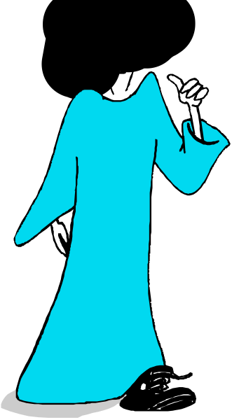 The image shows a cartoon of an animated character dressed as a priest with his back to us; he is holding what appears to be a book in one hand while gesturing towards something outside the frame with another, and there's no visible background detailing setting or environment beyond this figure.