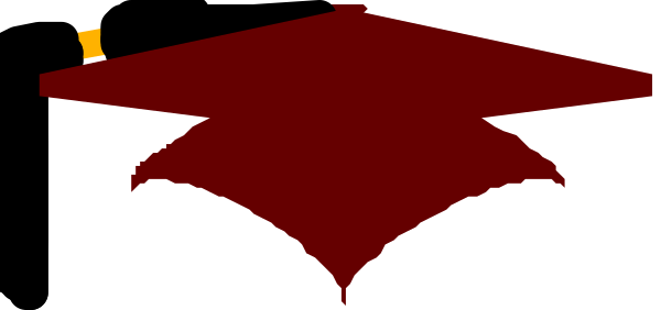The image shows a red graduation cap with an open book on top of it against a gray background.