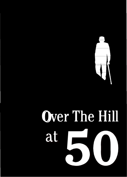 The image shows a black and white photo of an overturned sign with numbers on it that reads "50" at its highest point.
