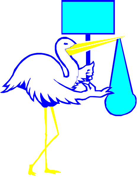 The image shows a cartoon of an ostrich holding up a sign with its beak while standing next to two blue bottles labeled "water" on either side; it is set against a black background.