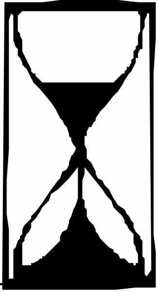 The black and white silhouette of a clock with hands indicating it's 10:25 against an abstract background that resembles a window frame on its left side. There is no text present in this image, which focuses solely on these two elements without any additional context or details provided by the surrounding space. The style appears to be minimalistic and graphic with clear outlines of objects rather than shading for depth perception.