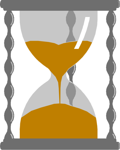 The image shows a digital clock with an hourglass symbol inside it on top of what appears to be a wallpaper background featuring black lines that could represent time zones around the world.