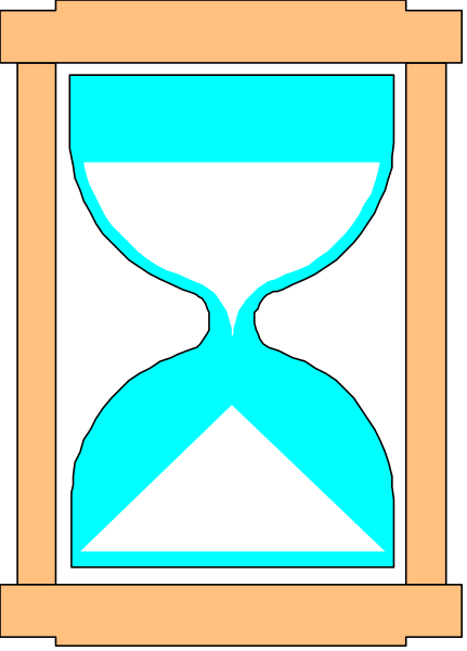 The image shows a pixelated representation of an analog clock with hands indicating it's 12:05 pm inside what appears to be a window frame on a gray background. There is no text present in this clip-art illustration, and all objects or elements within are static without any actions taking place. This description focuses solely on the content visible in the image provided. The style of art used here can also be described as pixelated due to its low resolution appearance with distinct squares forming shapes like a clock face and window frame.