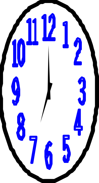 The image shows a digital clock with blue numbers on it against a black background inside what appears to be an outdoor scene during daylight hours.