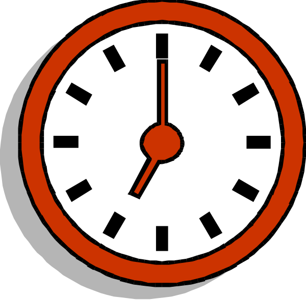 The image shows a digital clock with red numbers indicating it's 1:05 pm on an analogue background that resembles a stop sign due to its octagonal shape. There is no text present in this clip-art illustration, and there appears to be only one object which is the timepiece itself. The setting of the image seems abstract as we cannot determine any specific location or environment from it.