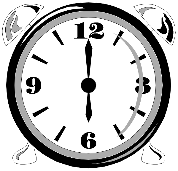 The image shows a black clock with white numbers displaying 12:06 pm (noon), set against two different backgrounds; one is plain black while the other has an abstract design resembling a cityscape at night, and there's also another smaller version of this same clock in front. There are no texts or additional objects present within these clocks.