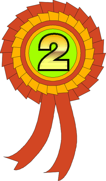 The image shows a colorful ribbon with numbers "2" on it placed over an award seal design that includes stars in red, yellow, green, blue, orange, purple, pink, white, black, and gray hues against various backgrounds like gold, silver, brown, beige.