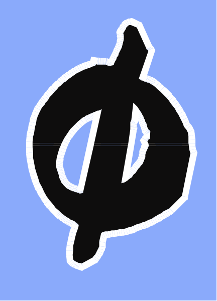 The image shows a black logo with white text on it that reads "D".