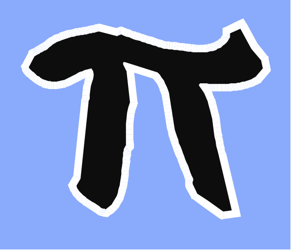 The image shows a stylized graphic of an upside down pi symbol with text above it that reads "π".