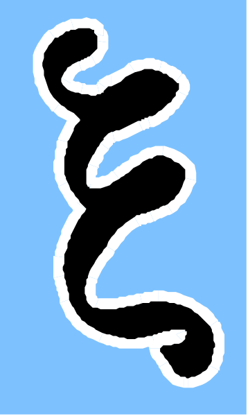 The image shows a stylized black snake on top of two blue stripes against a grey background.
