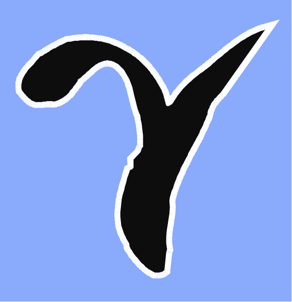 The image shows a black letter 'Y' on top of another blue background with white text that reads "50%".
