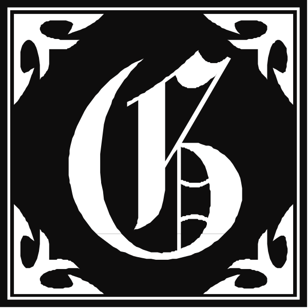 The black and white logo of a company with an intricate design featuring letters G & C inside a shield-like shape surrounded by decorative elements.