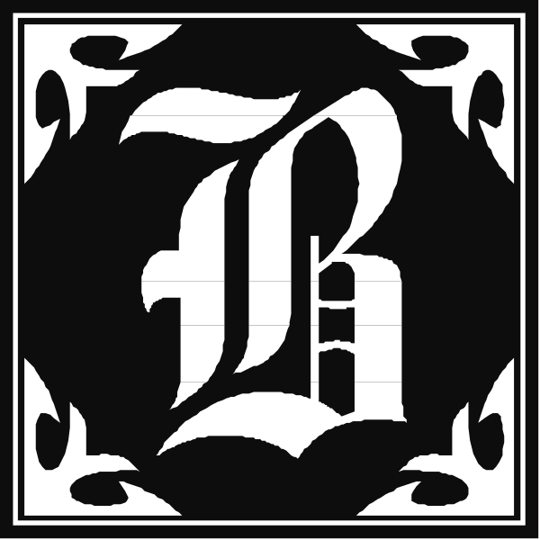 The black and white logo of a company with an intricate design featuring letters "B" and "L".