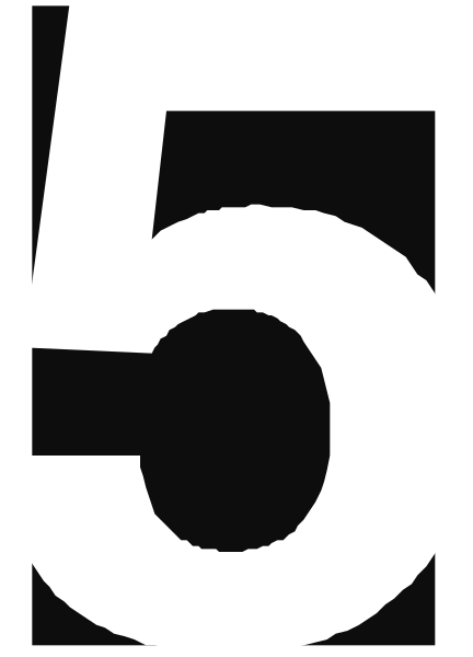 The number five with a black background on top of another surface that has some text written over it but is mostly obscured by an image of what appears to be a hand holding up two fingers in front of a white wall, suggesting this might have been taken from a video or photo where the focus was not intended for reading.