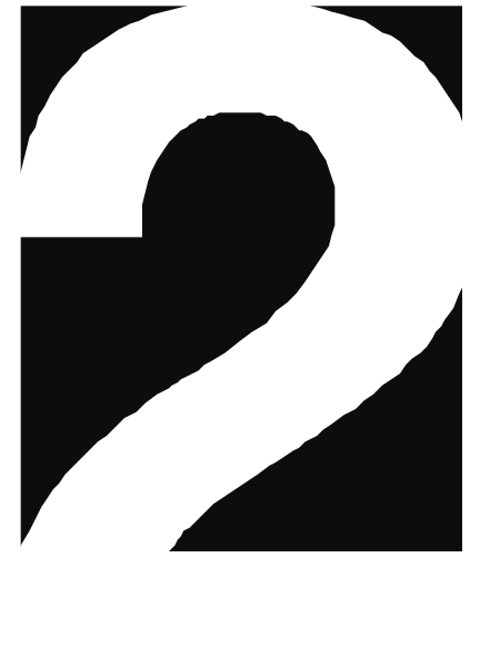 The number "2" on a sign with an arrow pointing to it from above.